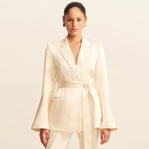 Shona Joy La Lune Flared Sleeve Belted Blazer - Cream